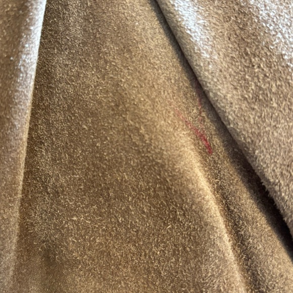 Vintage Le Soleil Suede Jacket Tan Puff Shoulder 80s Cropped Button Front - Picture 11 of 12